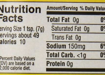 a close up of a nutrition label on a yellow background