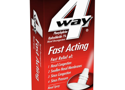 4Way Fast Acting Nasal Spray for Sinus Congestion Relief 1 Fl Oz Spray Bottle (Pack Of 12)