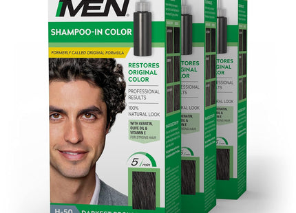Just For Men Shampoo-In Color Gray Hair Coloring H-50 Darkest Brown (3 Pack) - Personal Care > & Styling Shampoo