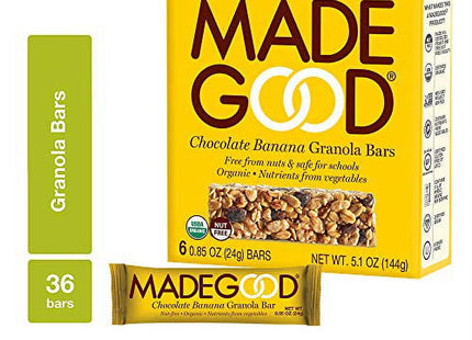 MadeGood Organic Granola Bars, Chocolate Banana, 0.85 Oz, 6 Count (Pack Of 2)