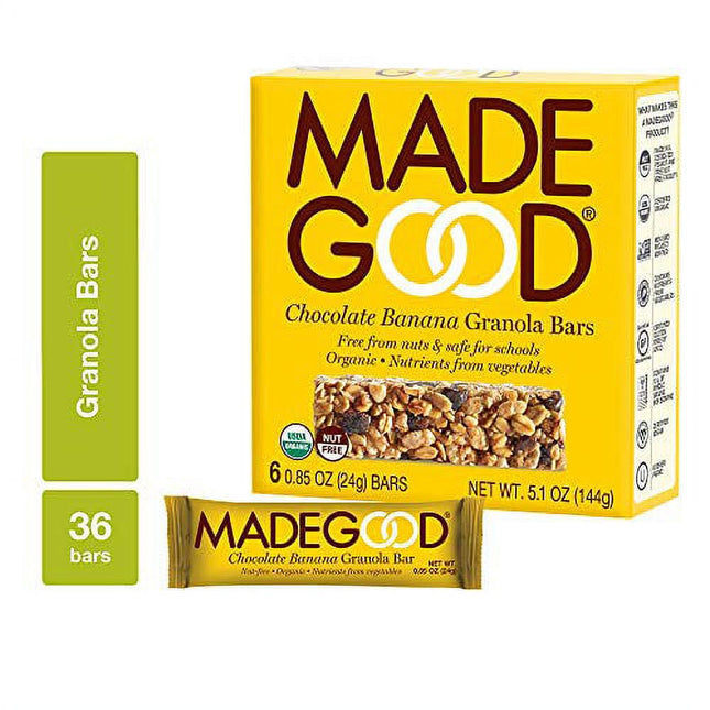 MadeGood Organic Granola Bars, Chocolate Banana, 0.85 Oz, 6 Count (Pack Of 3)