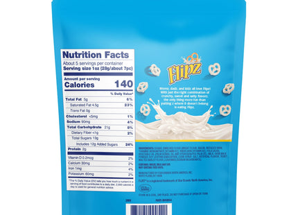 Flipz Crunch White Covered Pretzels Fudge, Salty Crunchy Oven Baked Pretzels Twists 5 ounce (Pack Of 1)