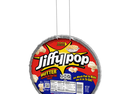 JIFFY POP Butter Flavored Popcorn Stovetop Popping Pan, Classic Butter Flavor Campfire Popcorn 4.5 Ounce (Pack Of 24)