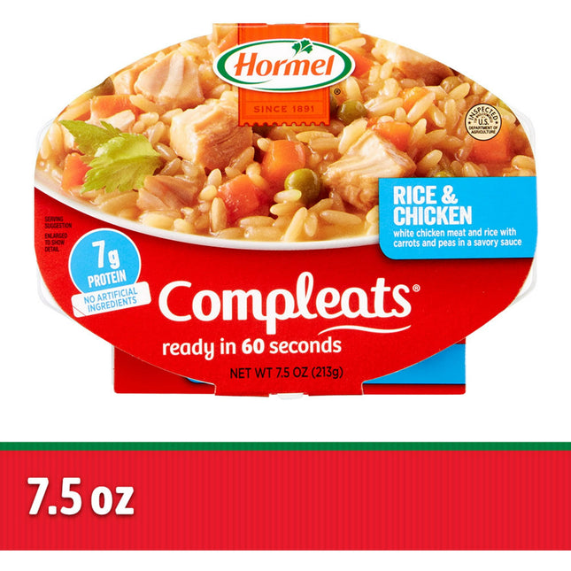 Hormel Compleats Microwavable Meal Chicken & Rice, Shelf Stable, Comfort Classics Food, 7.5 Ounce (Pack Of 1)