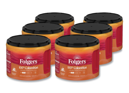 Folgers Colombian Coffee, Medium Roast Ground, With A Roasted And Rich Finish, Canister 22.6 Ounce (Pack Of 32)