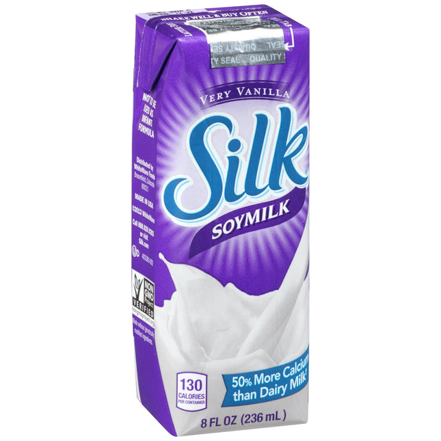 Silk Milk Shelf-Stable Soymilk Singles, Very Vanilla, Dairy-Free, Vegan, Non-GMO Project Verified, 8 oz. (Pack Of 1)