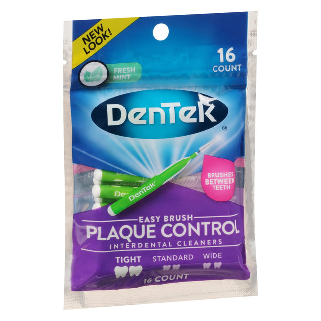 DenTek Easy Brush Oral Cleaners Extra Tight, Fresh Mint Green 16 Count (Pack Of 12)