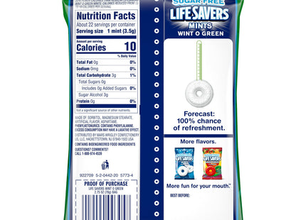 Life Savers Wint-O-Green Sugar Free Breath Mints Hard Candy, Individually Wrapped Mints 2.75 Ounce (Pack Of 6)