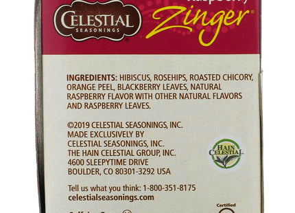 Celestial Seasonings Raspberry Zinger Naturally Caffeine-Free Herbal Tea, 20 Count (Pack Of 2)