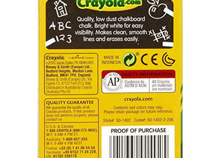 Crayola Nontoxic Chalk White 12 sticks per Box (Pack Of 3)