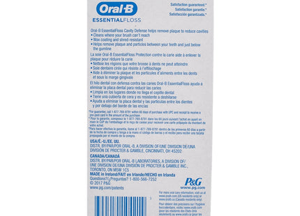 Essential Oral-B Essential Floss, Cavity Defense, Mint Waxed, Dental Floss, 50 M 2 Count (Pack Of 12)