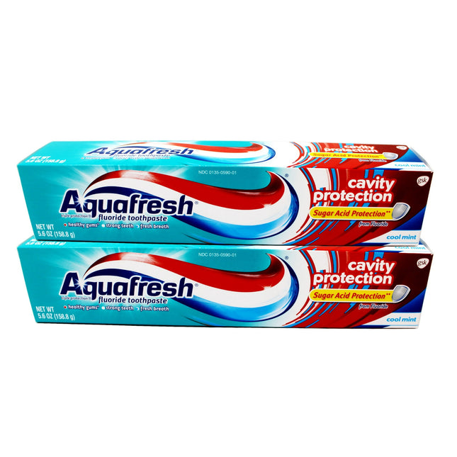 Aquafresh Cavity Triple Protection Fluoride Toothpaste, strong teeth & fresh breath, Cool Mint, 5.6 Ounce (Pack Of 2)