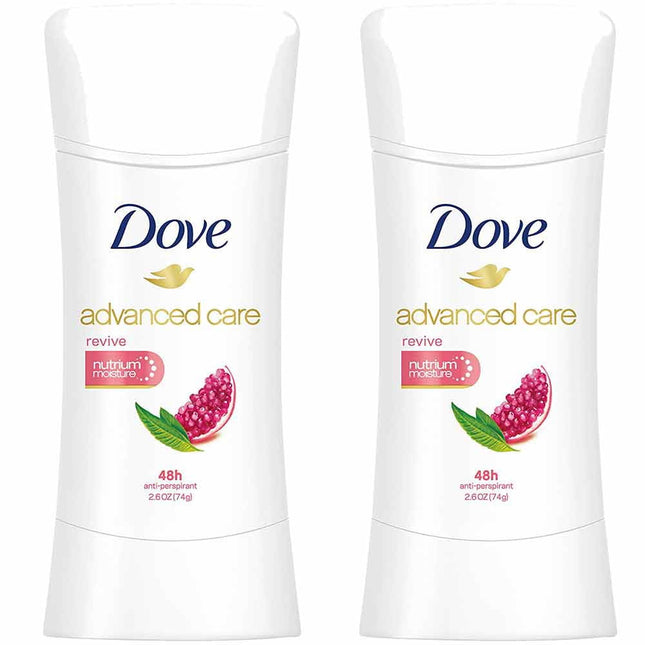 Dove Advanced Care, Antiperspirant Deodorant Stick, Pro-Ceramide, Nutrium Moisture, Revive 2.6 Oz (Pack Of 2)