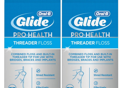 Oral-B Glide Pro-Health, Dental Threader Floss, For Braces Bridges Implants, 30 Count (Pack Of 2)