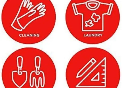 a red circle with four different signs that say the different things