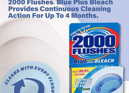 2000 Flushes Automatic Toilet Bowl Cleaner Blue Plus Bleach 2ct (12 Pack) - Household Supplies > Cleaning Products