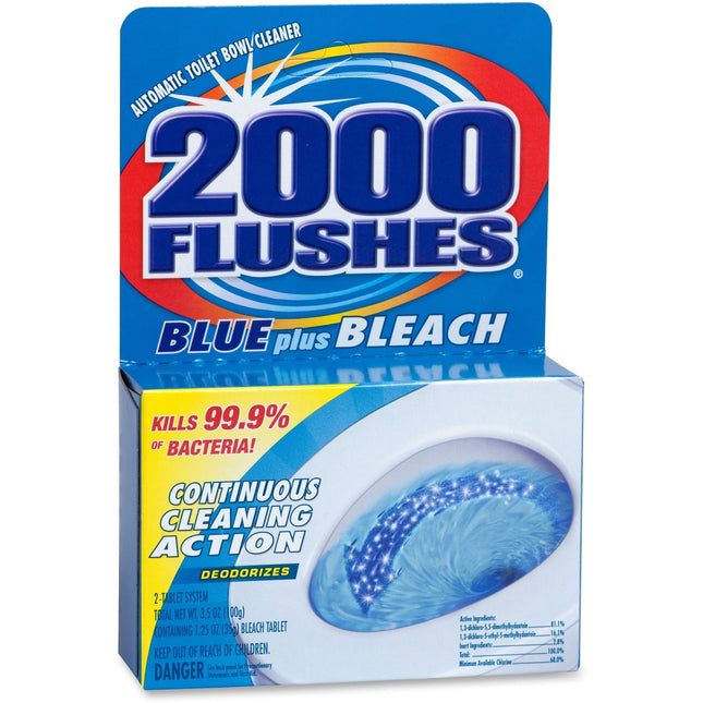 2000 Flushes Automatic Toilet Bowl Cleaner Blue Plus Bleach 2ct (12 Pack) - Household Supplies > Cleaning Products