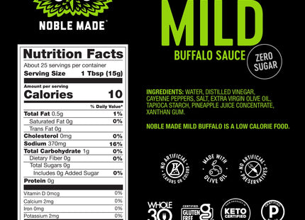 Noble Made by The New Primal Mild Buffalo Dipping Wing Sauce 12 Fl Oz (Pack Of 24)