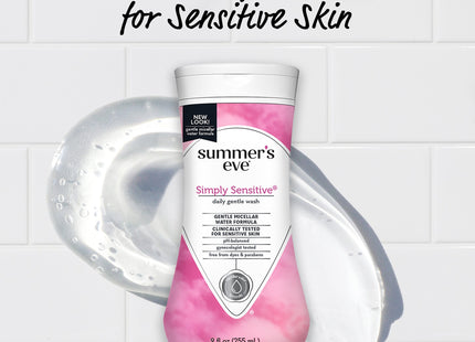 Summer's Eve Simply Sensitive, Daily Feminine Wash Removes, Cleansing Wash for Sensitive Skin, 9 Ounce (Pack Of 3)