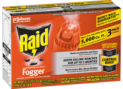 Raid Concentrated Deep Reach Fogger Insecticide, Household Insect Killer, 1.5 Ounce, Each 3 Cans (Pack Of 24)