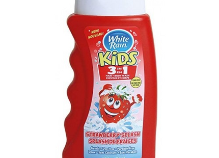 White Rain Kids 3 In 1 Family Size, Tear Free, Strawberry Splash, Shampoo Conditioner body Wash, 12 Fl Oz (Pack Of 24)