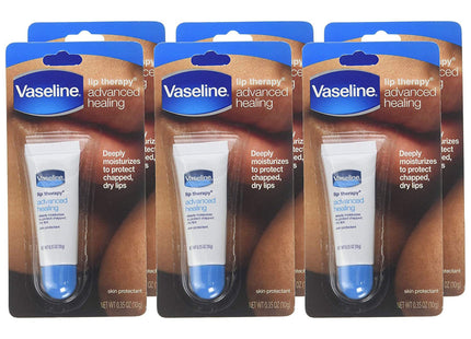 Vaseline Lip Therapy Advanced Healing, Skin Protectant, Advanced Formula, For Dry Lips Moisturiser, 0.35 Ounce (Pack Of 9)