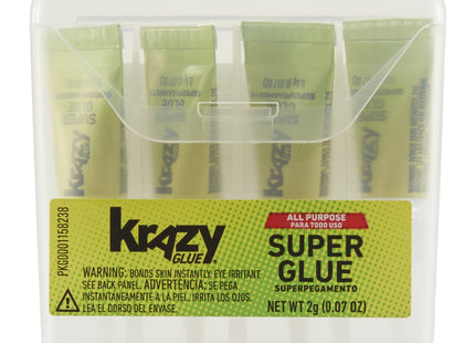 Krazy Instant Glue, All Purpose Glue, Single Use Tubes, 0.5 Ounce, 4 count Per Pack (Pack Of 12)