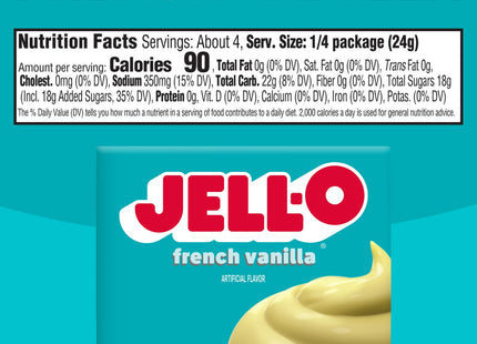 Jell-O Artificial Flavored, Instant Pudding and Pie Filling Mix, French Vanilla, 3.4 Ounce (Pack Of 8)