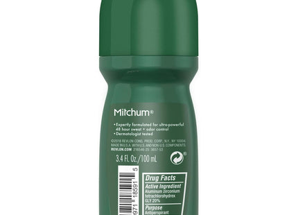 Mitchum Men Powerful Anti-Sweat Antiperspirant Deodorant Roll On, Unscented, 3.4 oz (Pack Of 7)