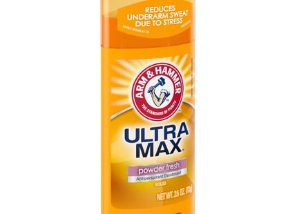 Arm & Hammer Ultra-Max Solid Anti-Perspirant Deodorant, Powder Fresh, 2.6 Ounce (Pack Of 1)