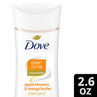 Dove Even Tone Antiperspirant Deodorant Stick, Calming Breeze Sweat Block, Apple Blossom & Mango Butter, 2.6 Ounce (Pack Of 24)