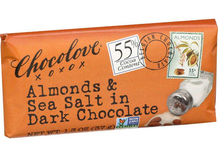 Chocolove Chocolate Bar, Almonds & Sea Salt in Dark Chocolate Mini Bar, 1.3 Ounce (Pack Of 12)