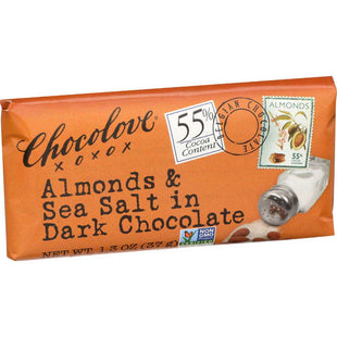 Chocolove Chocolate Bar, Almonds & Sea Salt in Dark Chocolate Mini Bar, 1.3 Ounce (Pack Of 2)