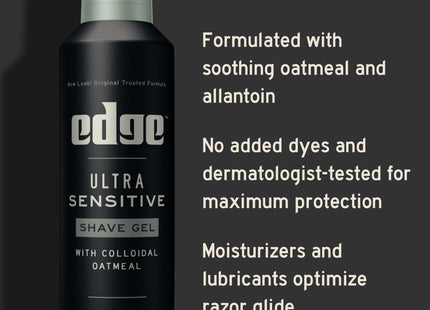 Edge for Men Ultra Sensitive Shave Gel, Fragrance Free, with Oatmeal & Allantoin, 7 Ounce (Pack Of 24)