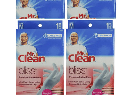 Mr. Clean Premium Latex-Free Gloves Bliss Medium Size 1-Pair (Pack Of 4)