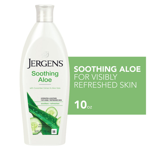 Jergens Hand and Body Lotion, Soothing Aloe Refreshing Body Lotion with Aloe Vera & Cucumber Extract, 10 Ounce (Pack Of 1)