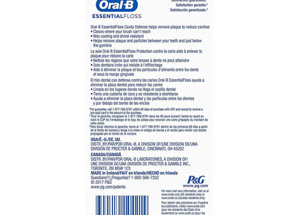 Essential Oral-B Essential Floss, Cavity Defense, Mint Waxed, Dental Floss, 50 M 2 Count (Pack Of 12)