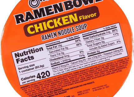 Maruchan Chicken Flavor Ready to Eat Microwaveable Ramen Noodles Bowl with Vegetables, 3.31 Ounce (Pack Of 3)