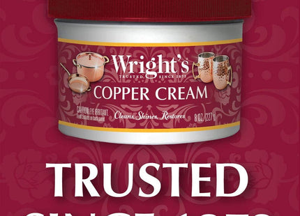 Wright's Copper and Brass Cream Polish, For Cleaning And Polishing Pots, Sinks, Mugs, Hardware, 8 Ounce (Pack Of 6)