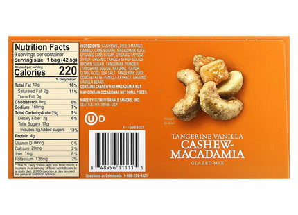 Sahale Snacks Tangerine Vanilla Cashew Macadamia Glazed Mix, 1.5 oz (Pack Of 12)