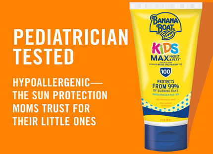 Banana Boat Kids Max Protect & Play Broad Spectrum Sunscreen SPF 100, 4 Ounce (Pack Of 1)