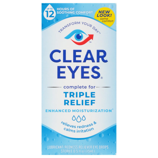 Clear Eyes Triple Relief Lubricant Eye Drops 0.5 Fl Oz (Pack Of 10)