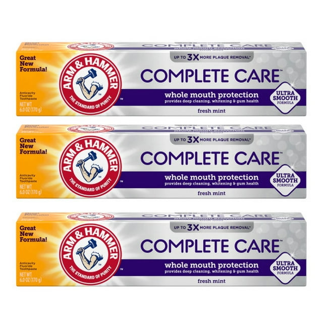 Arm & Hammer Complete Care, Stain Defense Fluoride Anticavity Toothpaste, 6 Ounce (Pack Of 3)