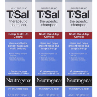 Neutrogena T/Sal Therapeutic Dandruff Relief Daily Shampoo, Scalp Build-up Control, 4.5 FL Ounce (Pack Of 3)