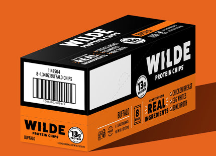 WILDE SNACKS Protein Chips Buffalo Style Chicken, Thin and Crispy, High Protein, 1.34 Ounce (Pack Of 16)