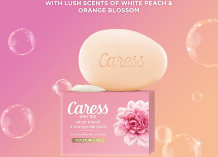 Caress Daily Silk Beauty Bars, White Peach & a Blend of Silk Orange Blossom, 4.25 oz 2 Bar (Pack Of 4)