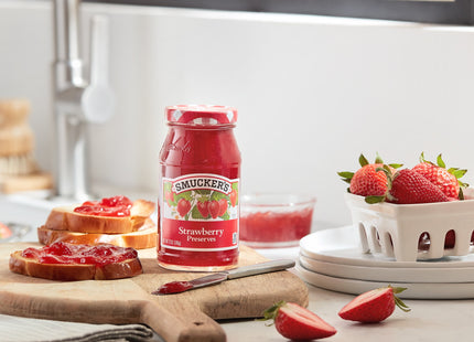 Smucker’s Strawberry Preserves, Strawberry Spread, Fiber-Rich, No Added Sugar, 12 Ounces