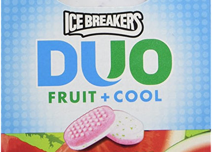 Ice Breakers Duo Fruit + Cool, Watermelon Flavored, cooling crystal, Sugar Free Mints Candy, 1.3 Ounce (Pack Of 6)