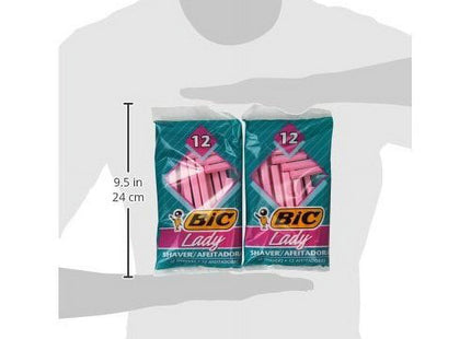 BIC Lady Shaver Women's Disposable Razor, Sensitive Skin, Single Blade, Shaving Bikini Area, 12 Count (Pack Of 6)