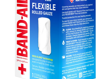 Band Aid Brand First Aid Product Flexible Rolled Gauze 2 in X 2.5 Yd (Pack Of 4)